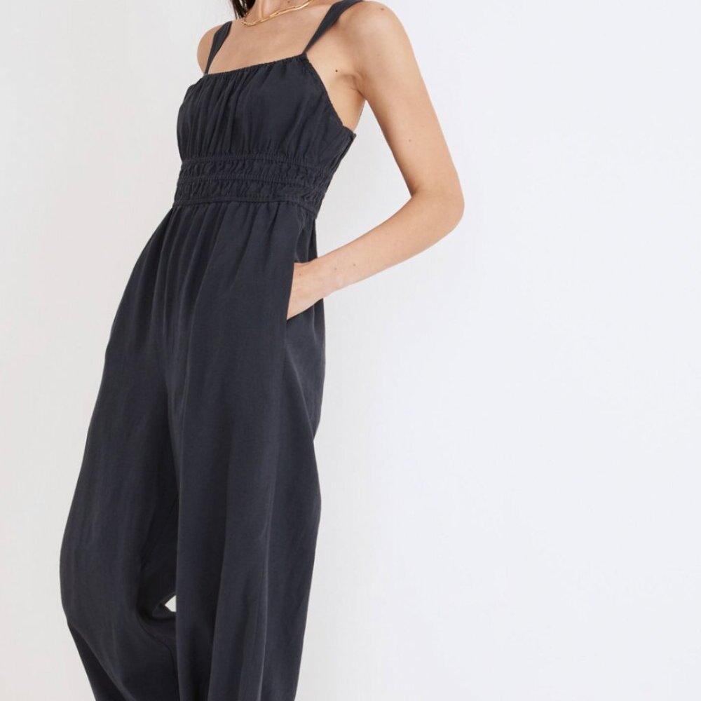 Madewell Petite Linen-Blend Sophie Tank Wide-Leg Jumpsuit - Picture 2 of 7